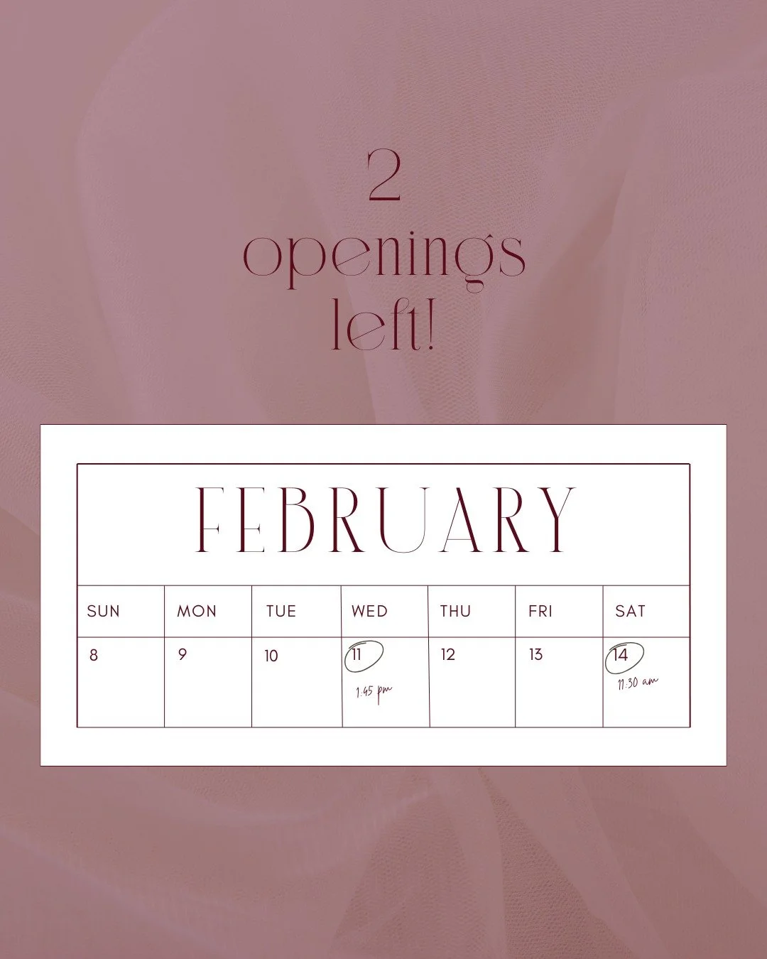 There are only two spots left in my calendar this week.

Why is this such a big deal? Glad you asked!  If you haven't heard already, I'm offering $100 off my Luxe Soft Nano Brow service, and $200 off a full lip blushing service! I've also opened my c