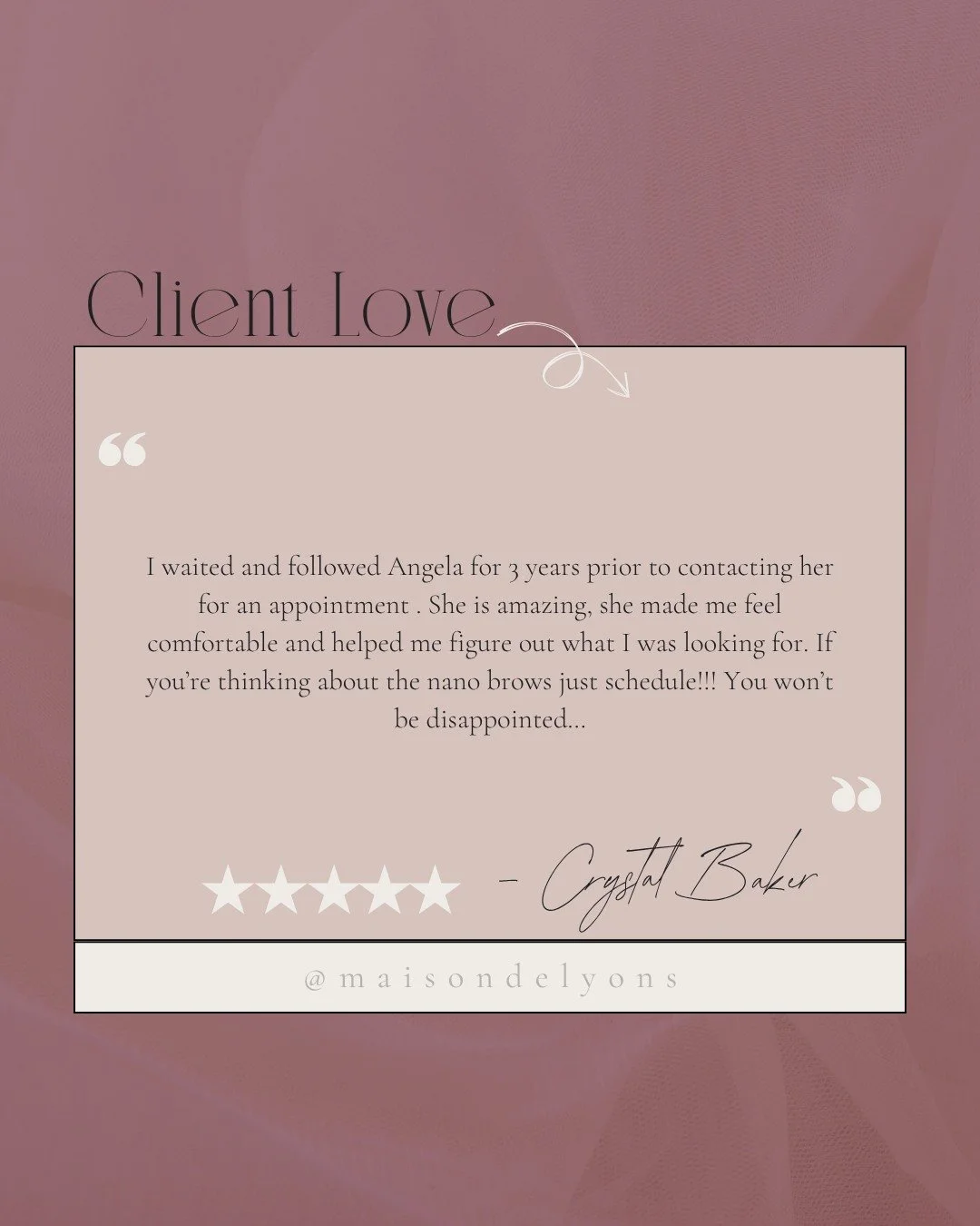 You don't have to wait as long as this sweet client did. Follow her advice and "just schedule!!!"