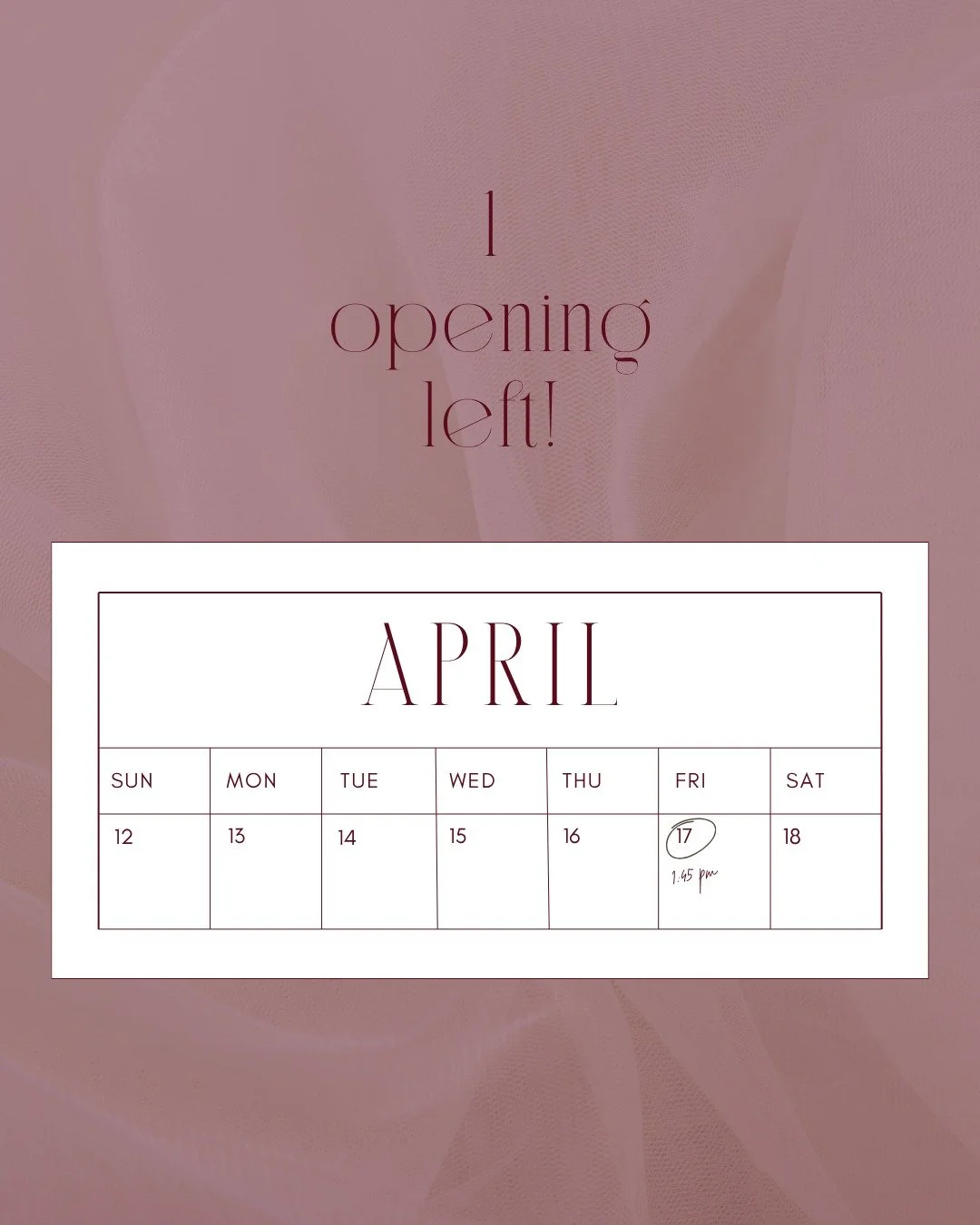 A new week means a new chance to finally do that thing you've been putting off. 🌸
We have one opening left this week &mdash; and we'd love to offer that time to you.

📩 DM us to grab your spot.