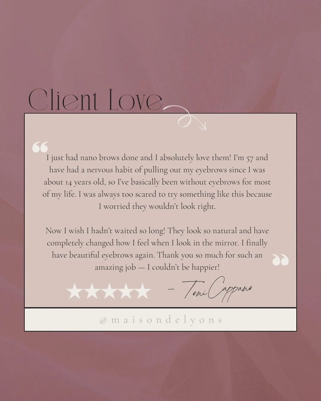 "They look so natural and completely changed how I feel when in look in the mirror." - That's the best compliment an artist can get!