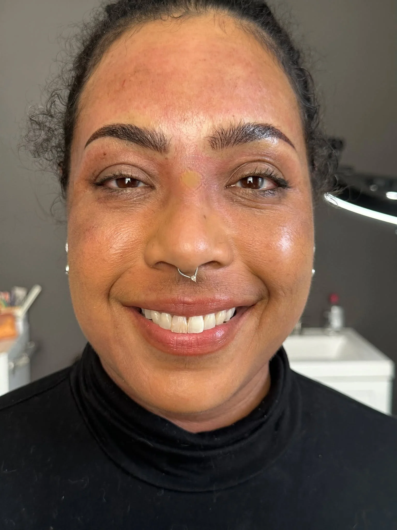 She didn't realize how much her brows were holding her back until she got them done. 
Not holding her back in a dramatic way,  just that quiet thing where she never quite feel finished without them filled in.
Luxe Soft Nano Brows take that away. For 