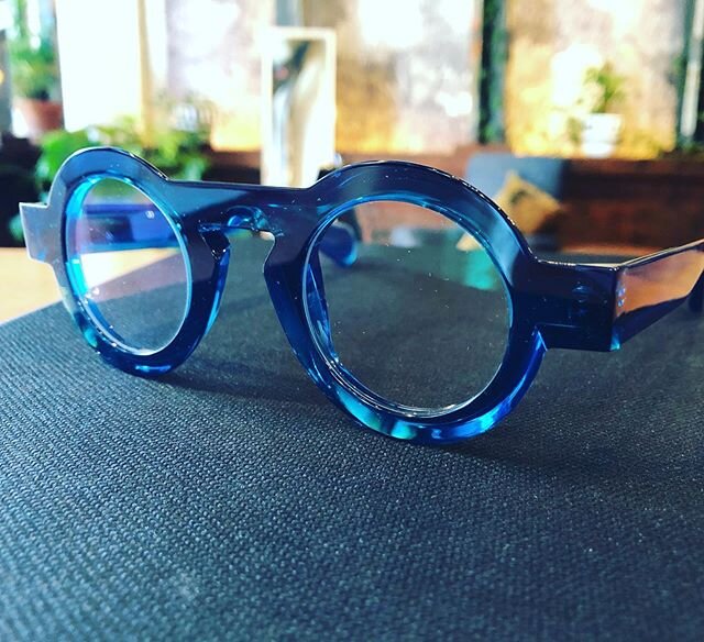 Got the blues with the news .... we&rsquo;ve got the blues to lighten the mood Whimsical wares for the eyes @theoeyewear #blueglasses #belgiandesign