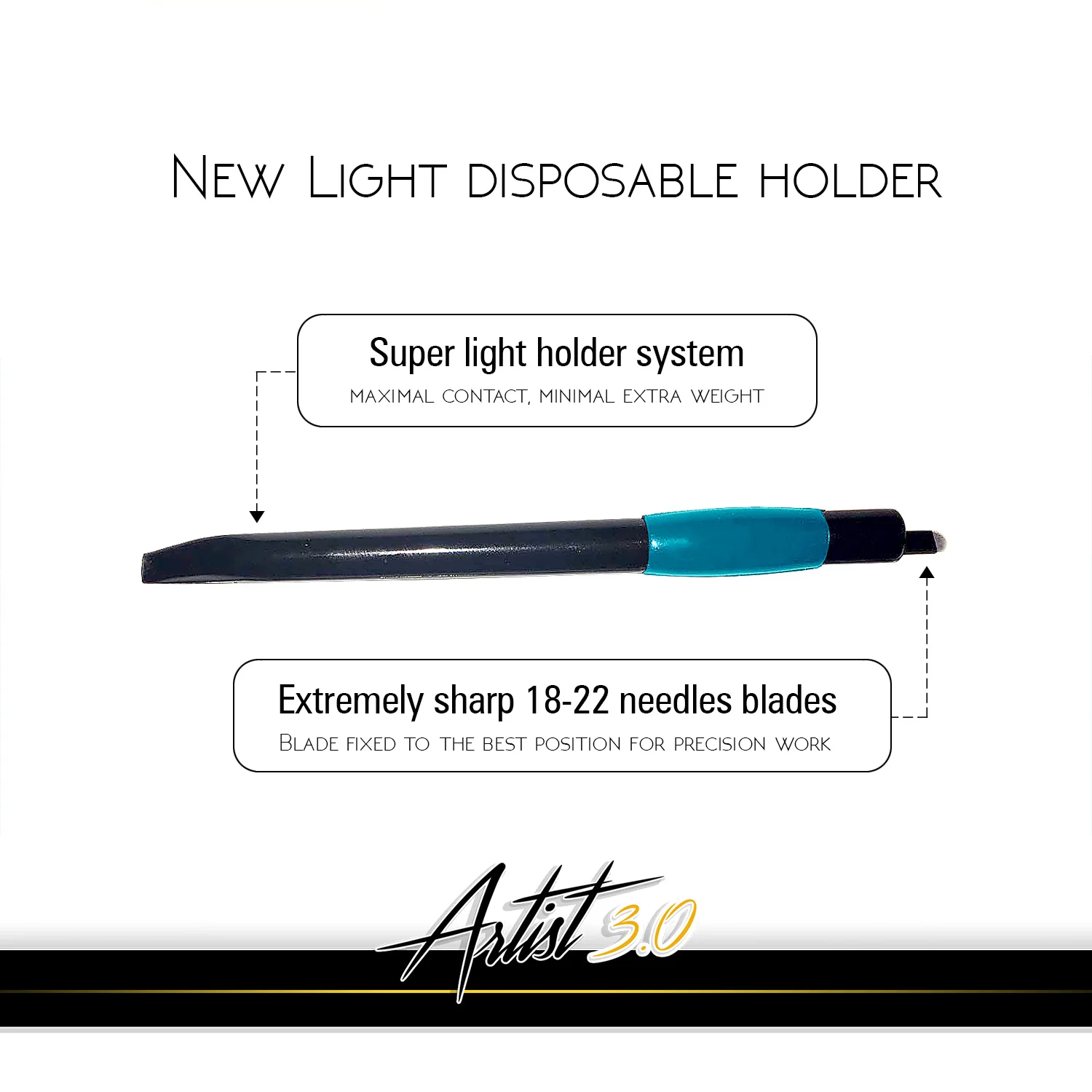 New disposable holder is much lighter than traditional ones. It allows to use totally different technique when making the strokes. The super-sharp new u-blade is fixed into the holder in the right depth and angle. This is what makes perfect light-microblading possible.