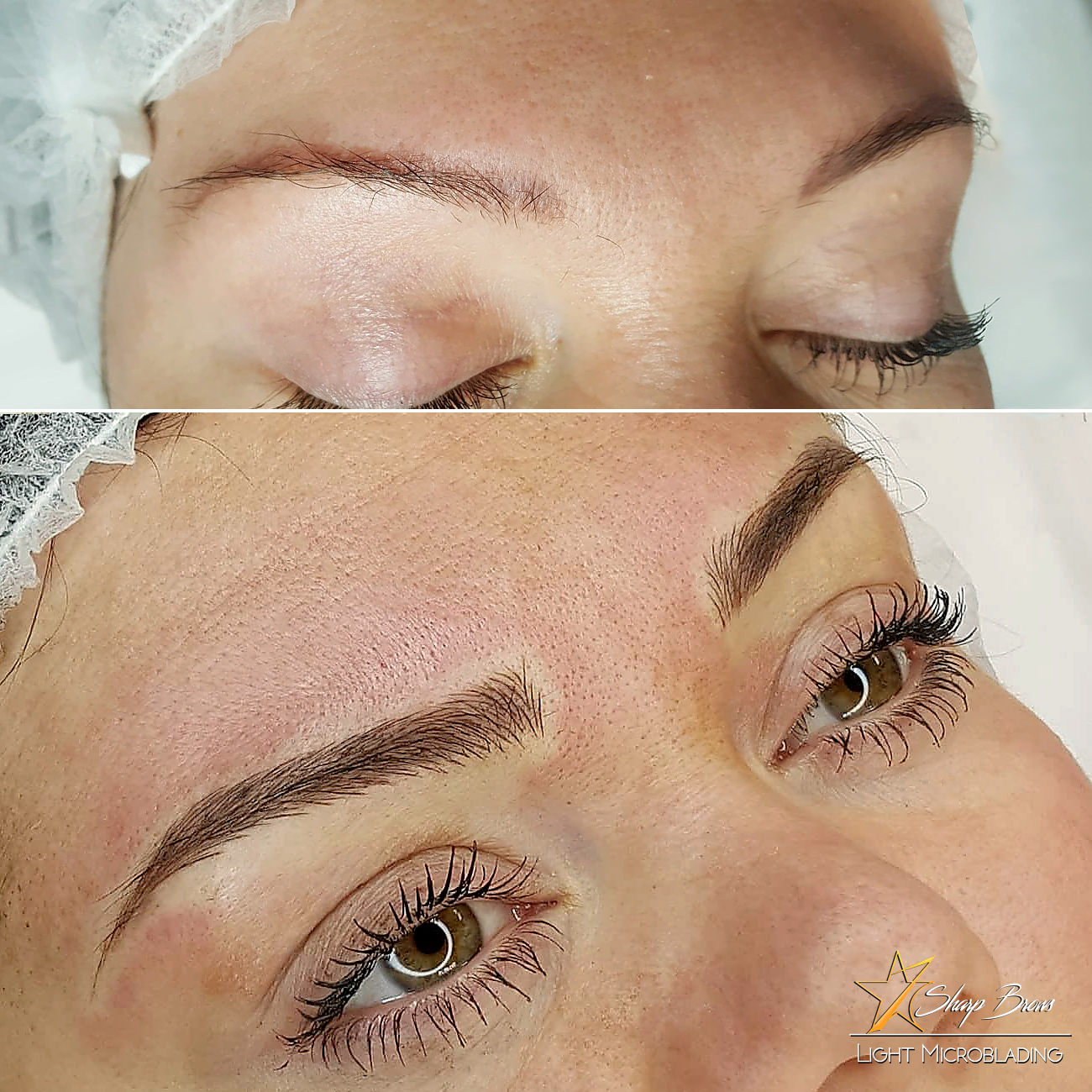 Light microblading. Sample of how old pigmentation is elegantly corrected using microblading.