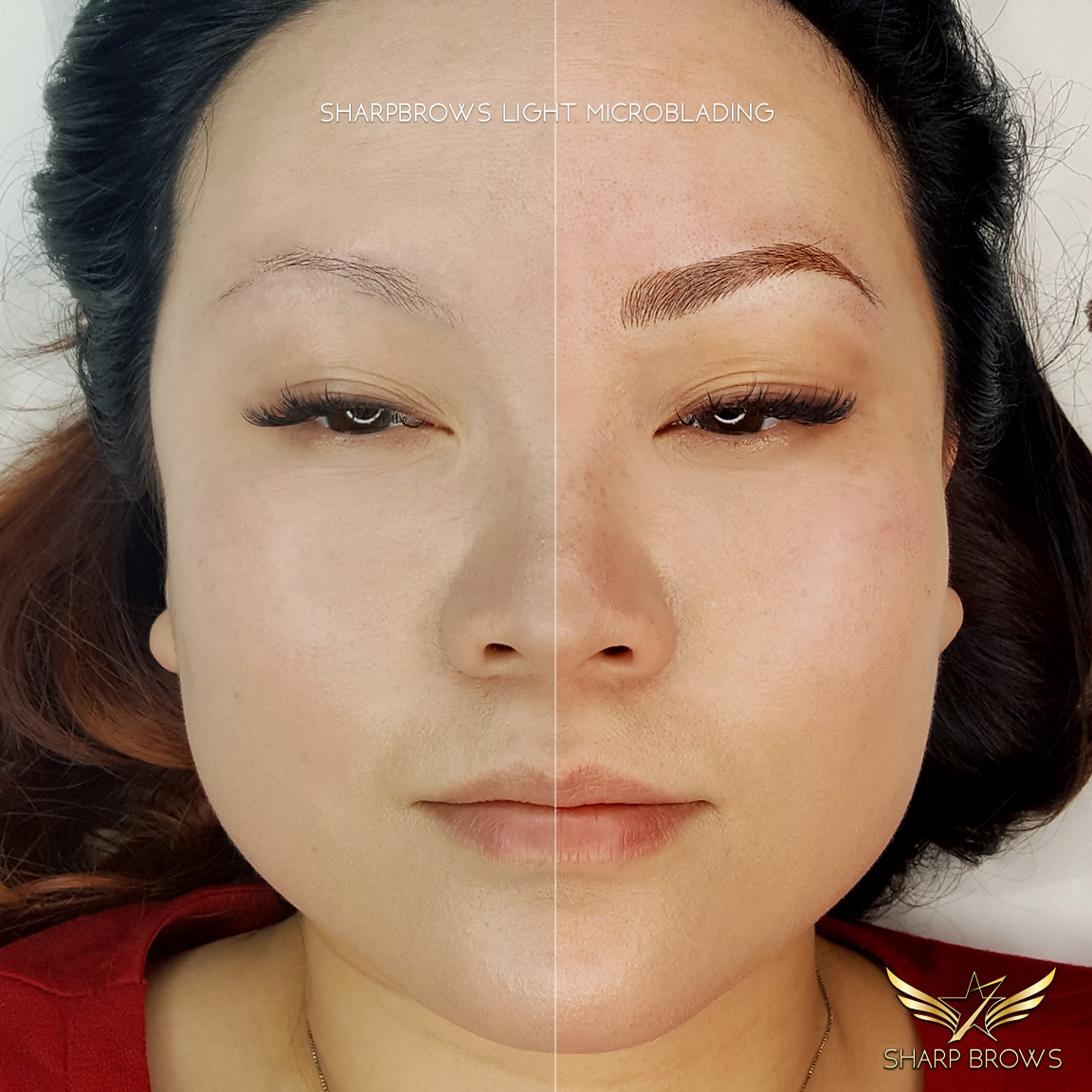 SharpBrows Light microblading. Legendary halfers series: total change with fixed eyebrows.