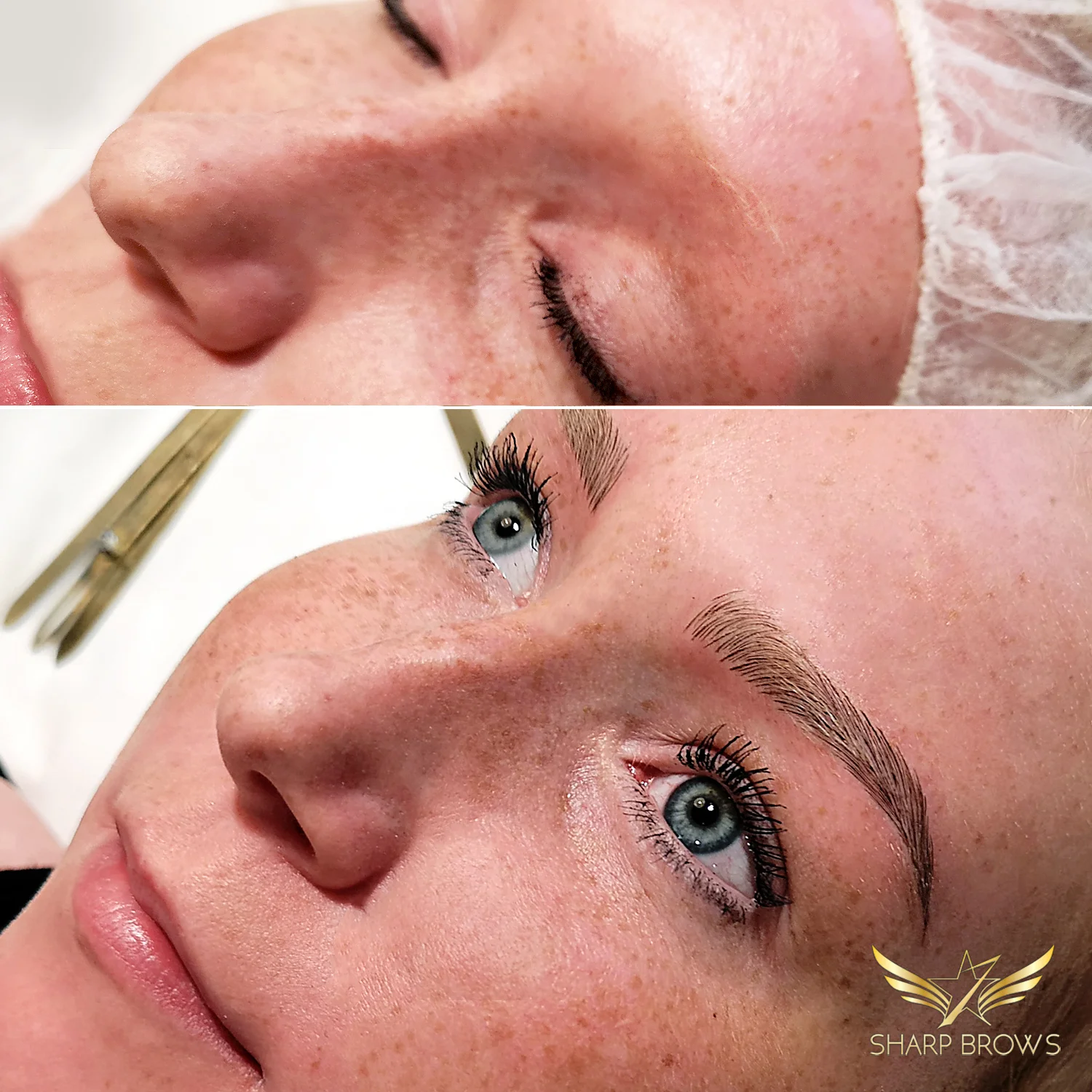 Light microblading – UNBELIEVABLE :) This client was in a shock herself when she saw the result. From a situation of total no-brow, using Light microblading, we were able to create brows that look exactly like her own.