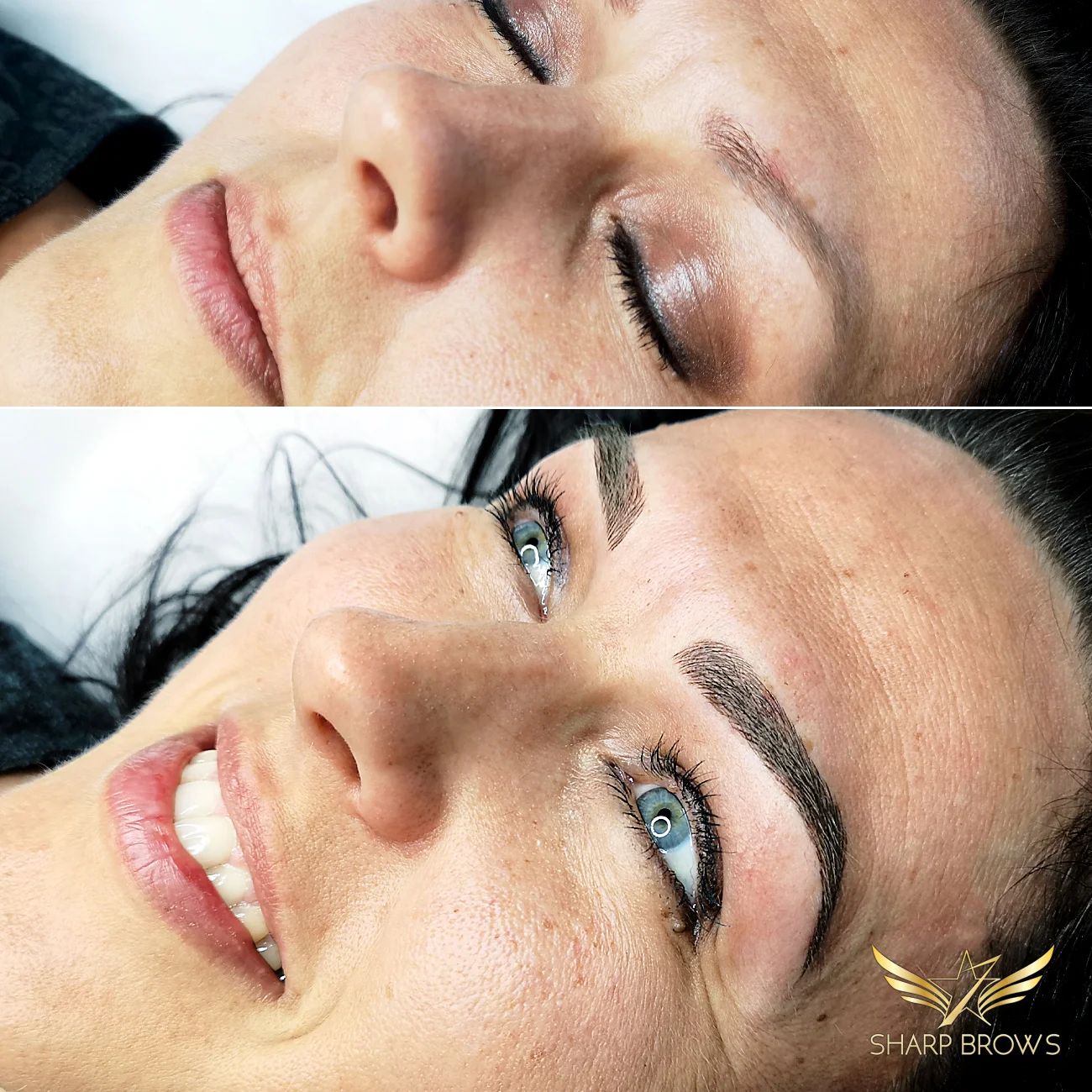 Light microblading. The client changed totally as a result of the procedure: facial expression, overall look, everything.