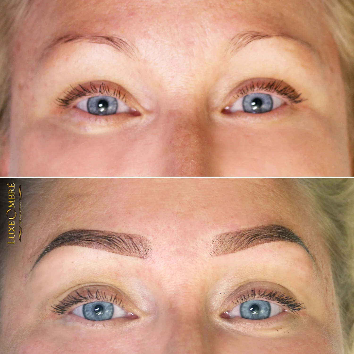 Nice enhancement to weak brows with LuxeOmbre.