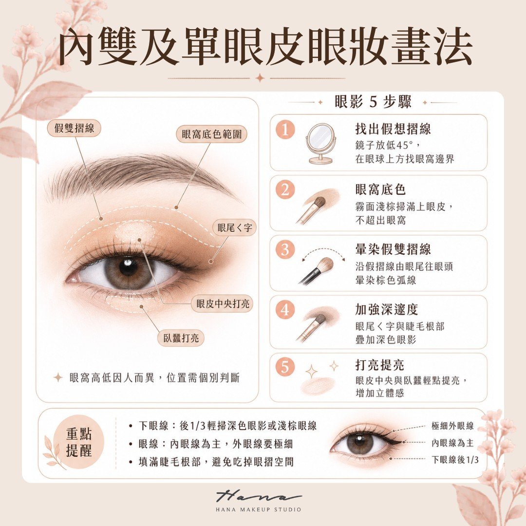 內雙及單眼皮眼妝畫法