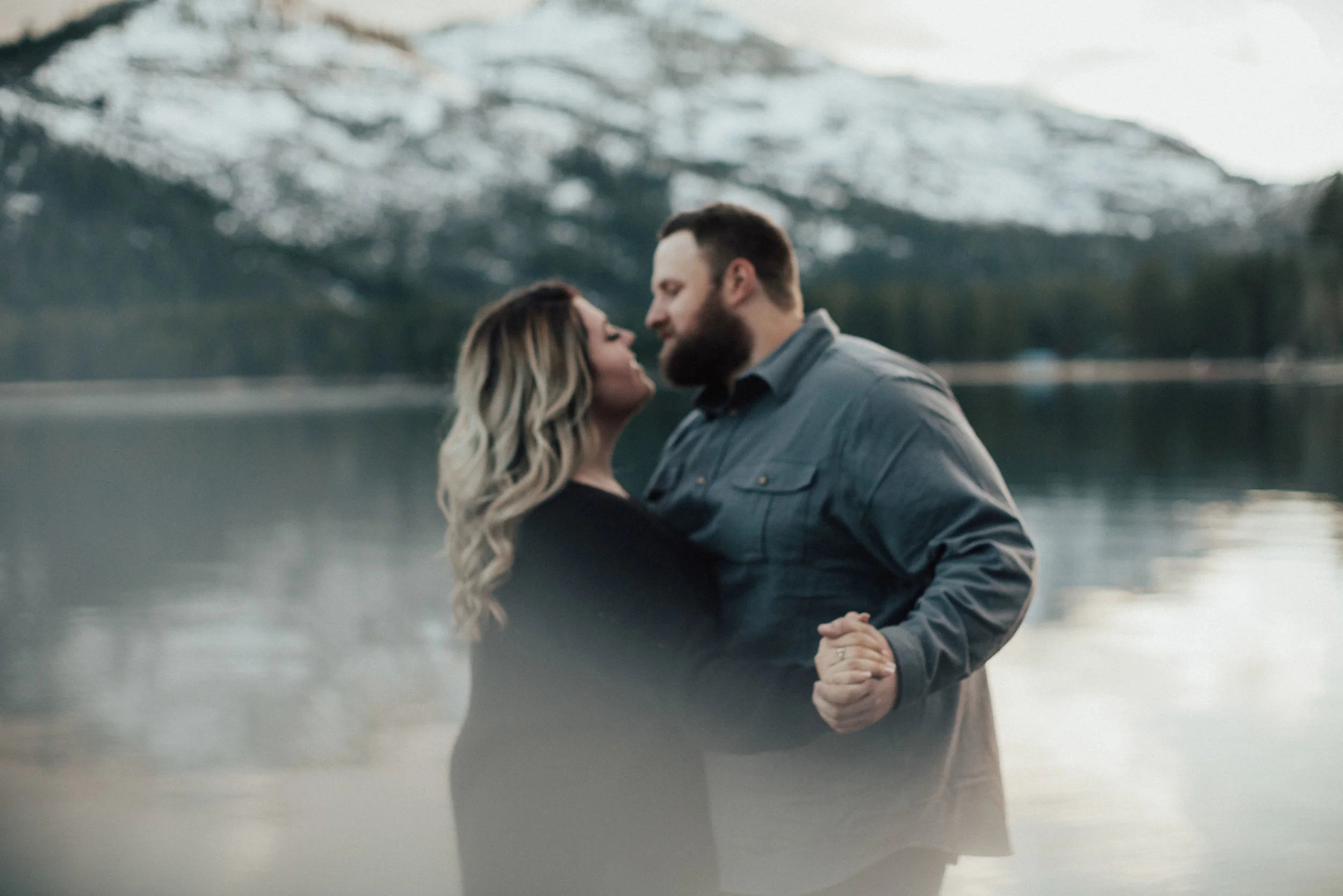 Dancing together during their engagement session.
