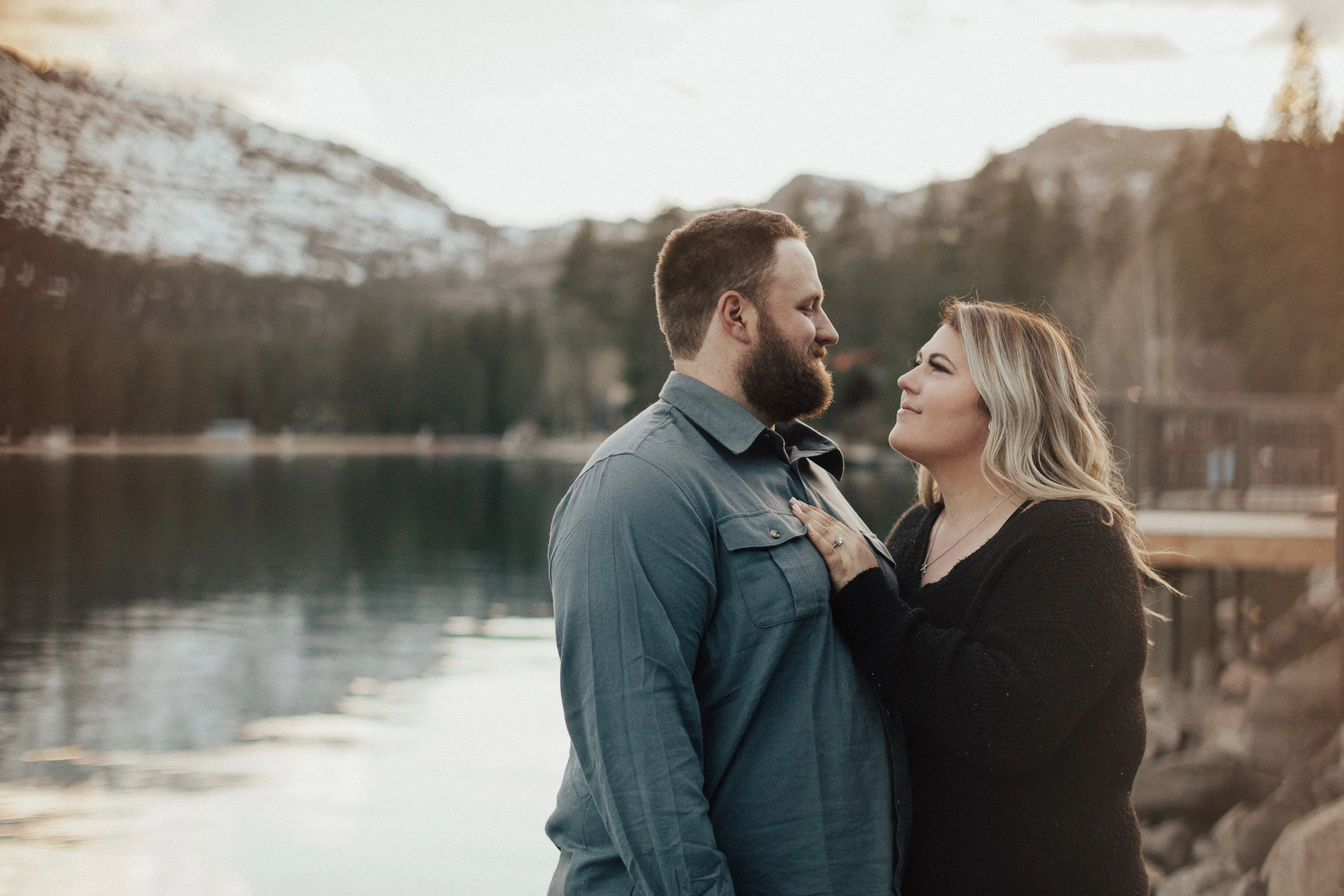 Adventurous engagement session at Donner Lake, CA.