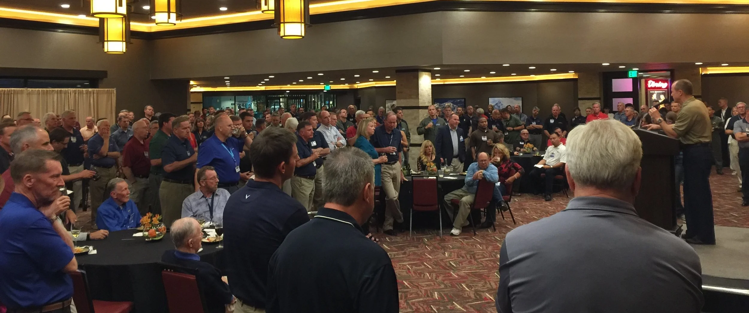 Commander, Naval Air Forces, VADM Mike Shoemaker addresses attendees at the Tailhook Symposium.