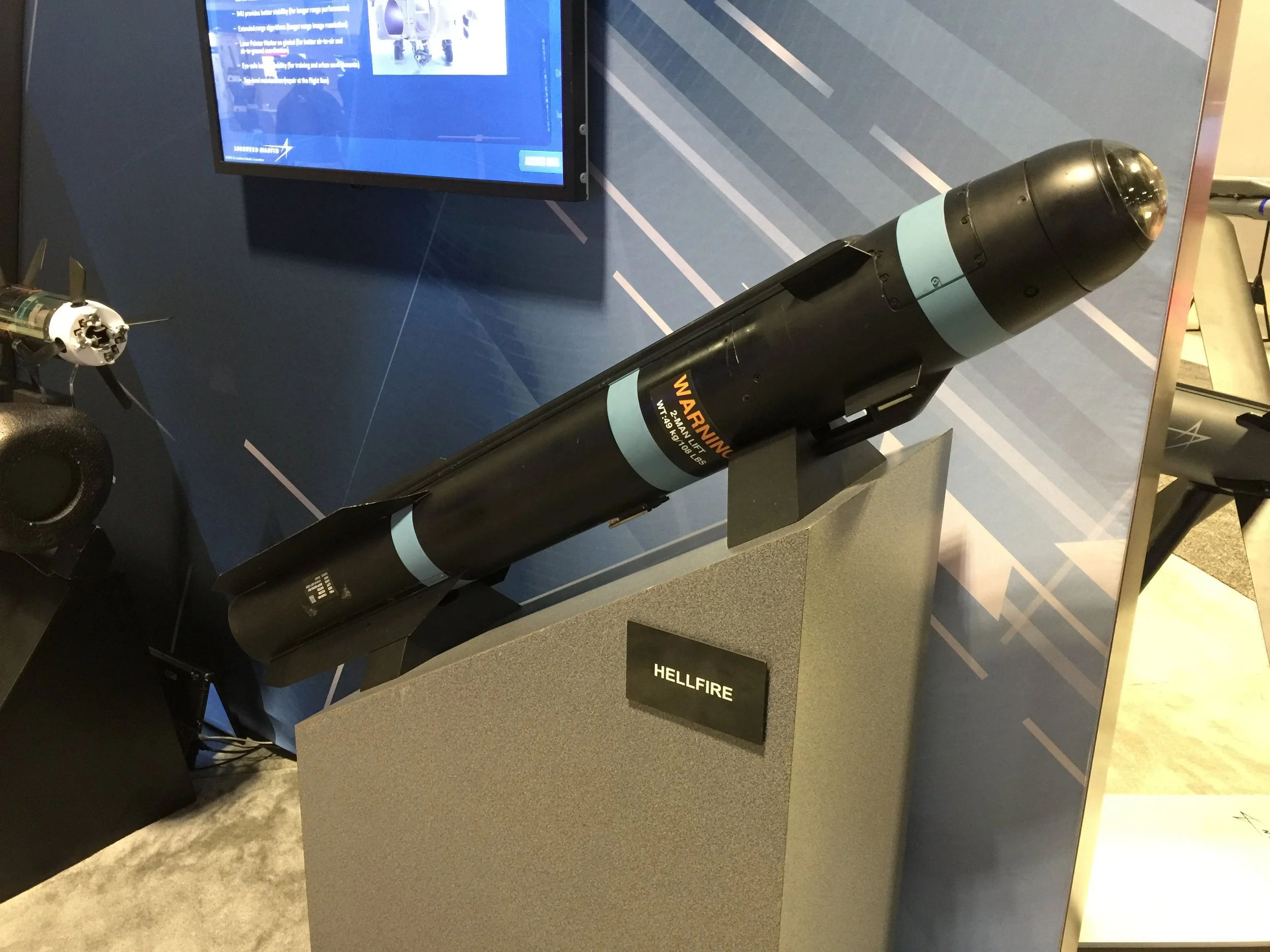 The Hellfire missile manufactured by Lockheed Martin