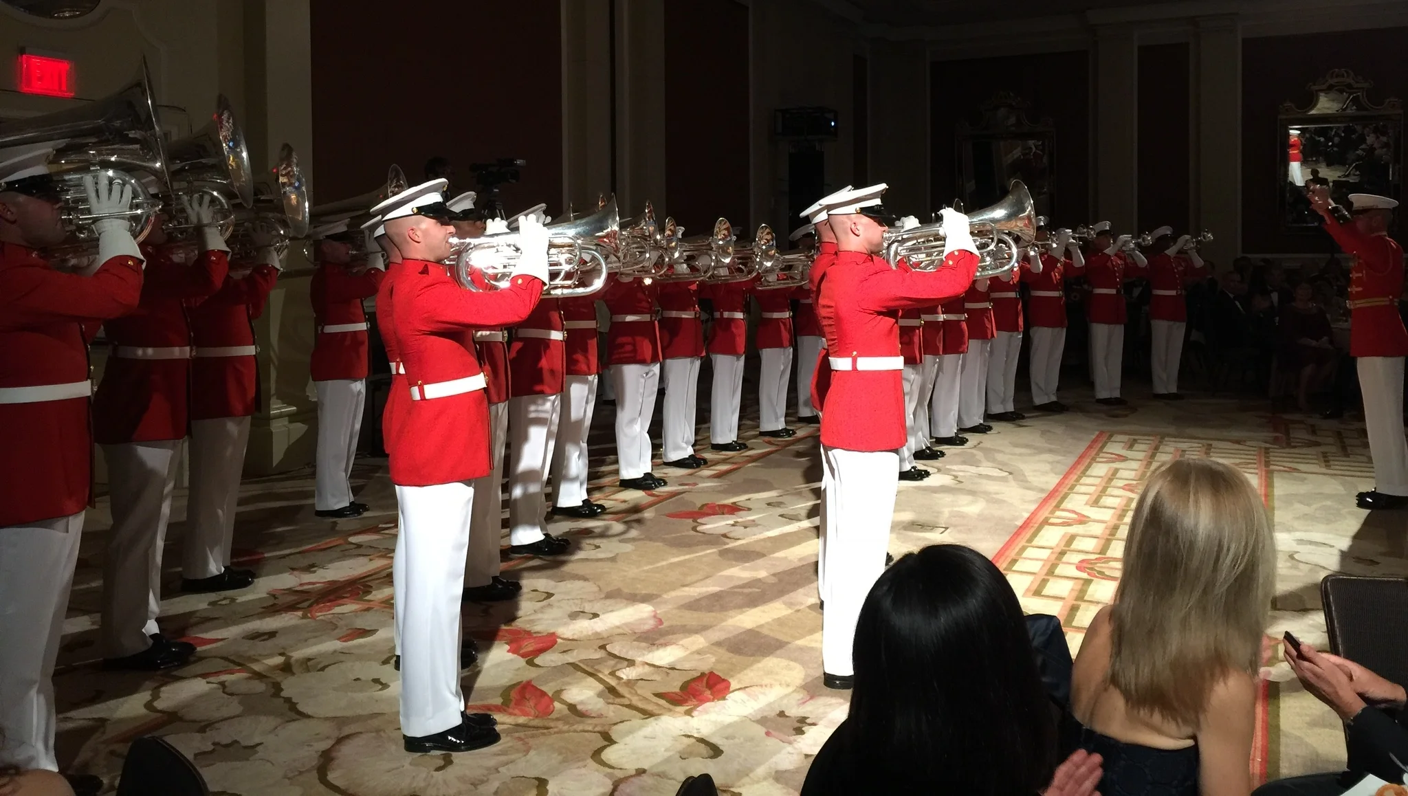 The US Marine Corps Drum and Bugle Corps, "The President's Own" performs Saturday night at the Marine Corps Scholarship Foundation Gala Event.