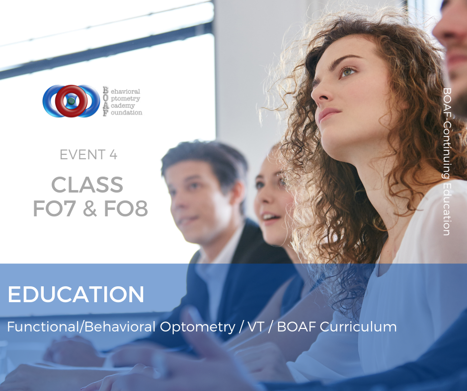 BEHAVIORAL / FUNCTIONAL OPTOMETRY & VT - BOAF CURRILUM NL 2022 - EVENT 4