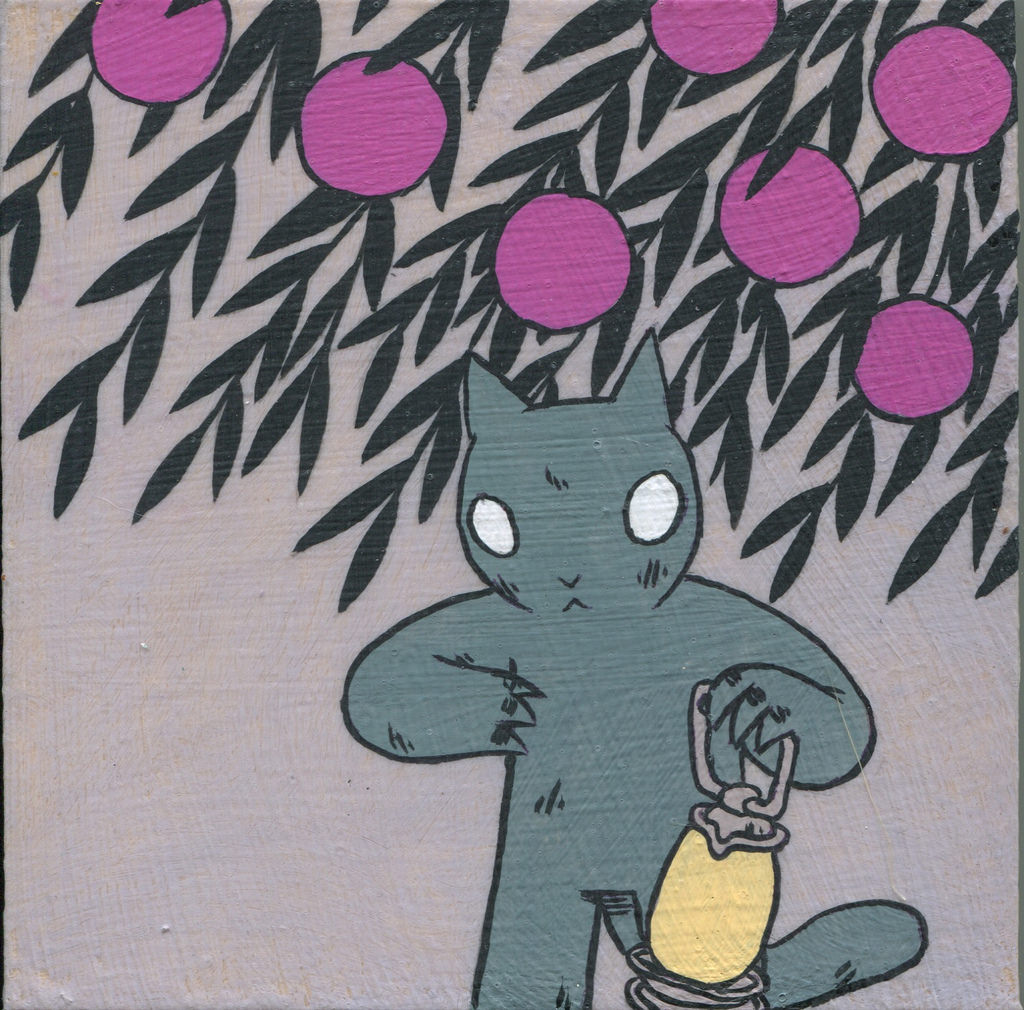 Plums, tempera on wood, 5 x 5, $300