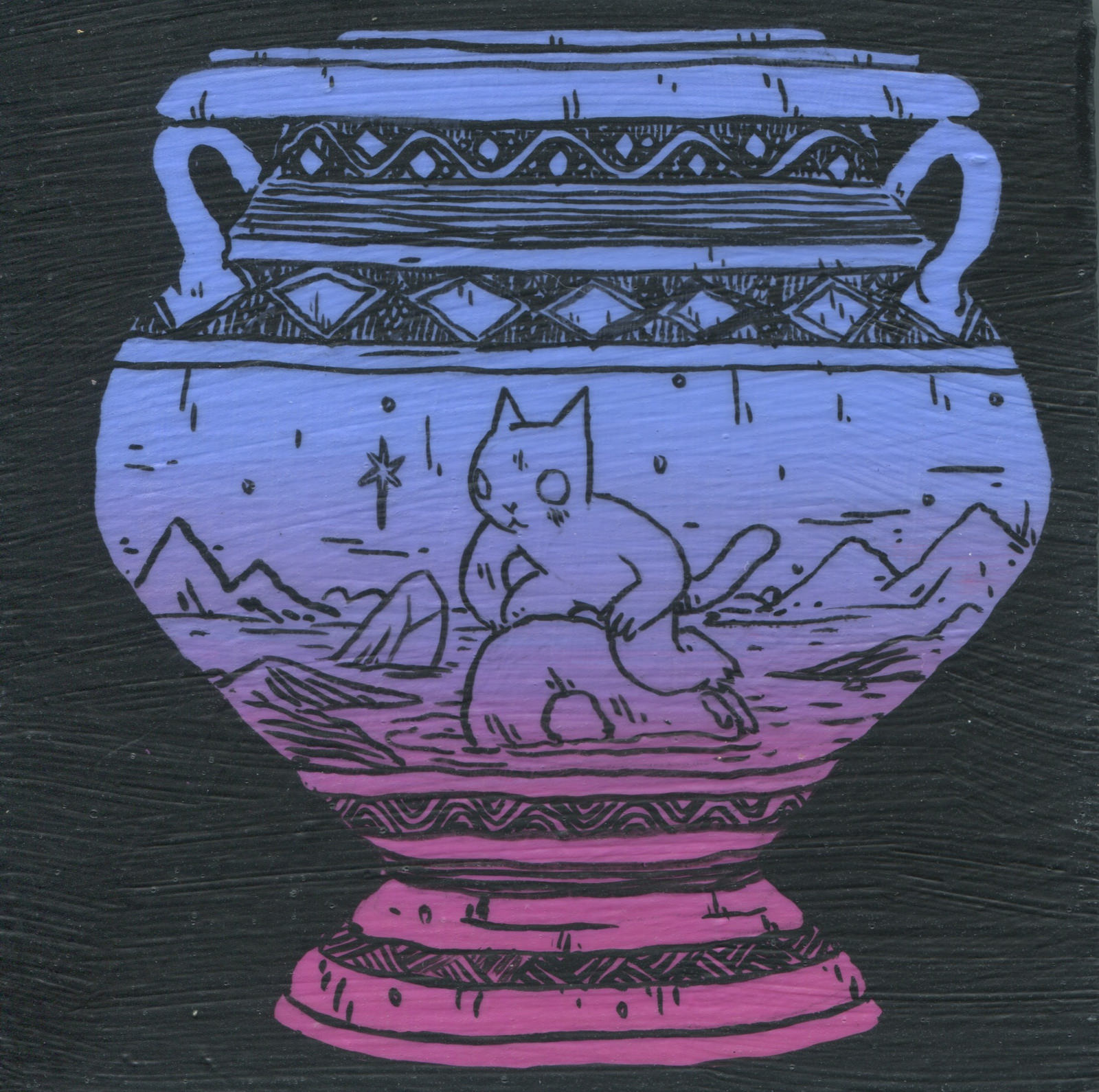 Cosmic Vase, tempera on wood, 5 x 5, $300