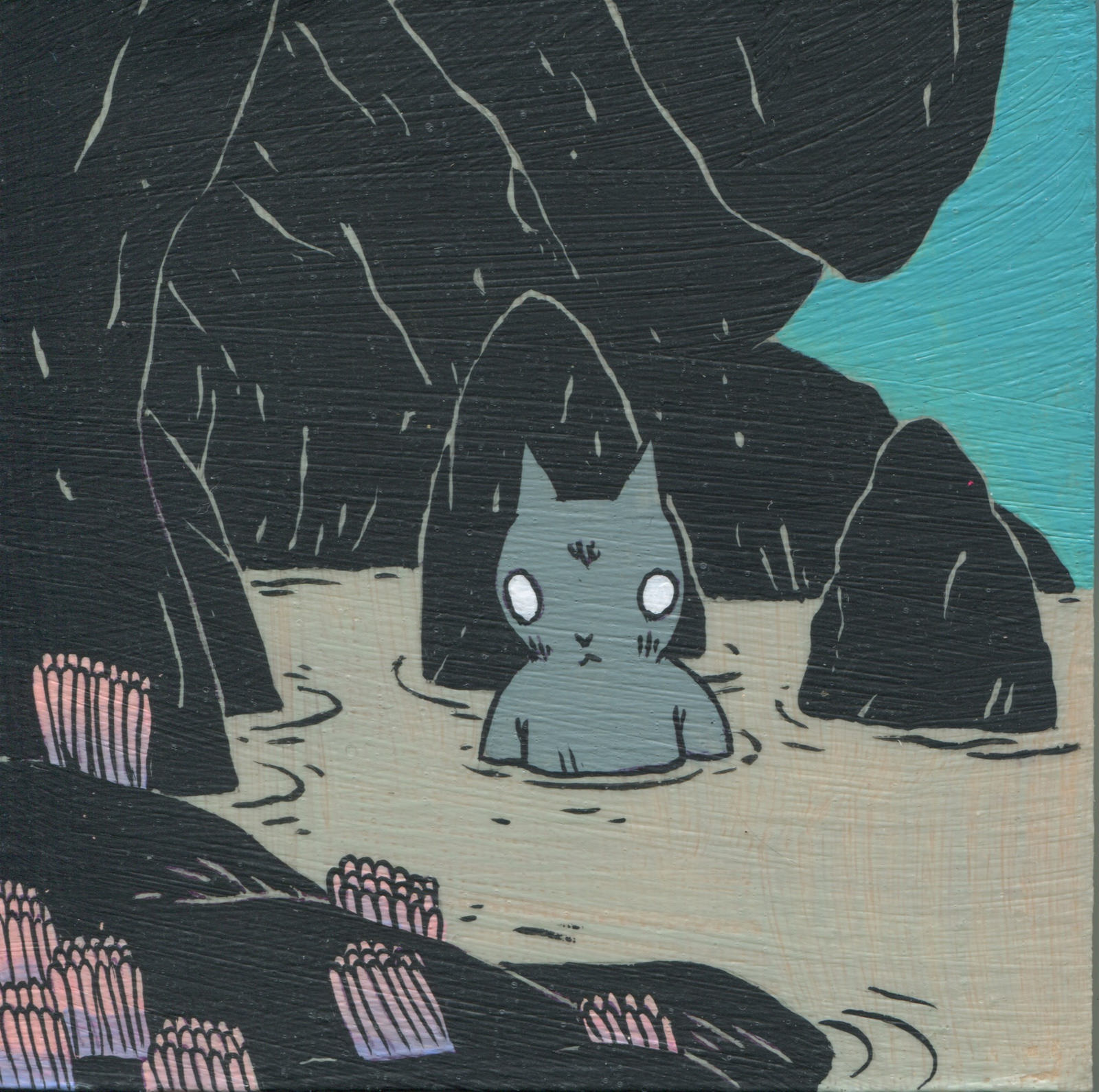 Cove, tempera on wood, 5 x 5, $300
