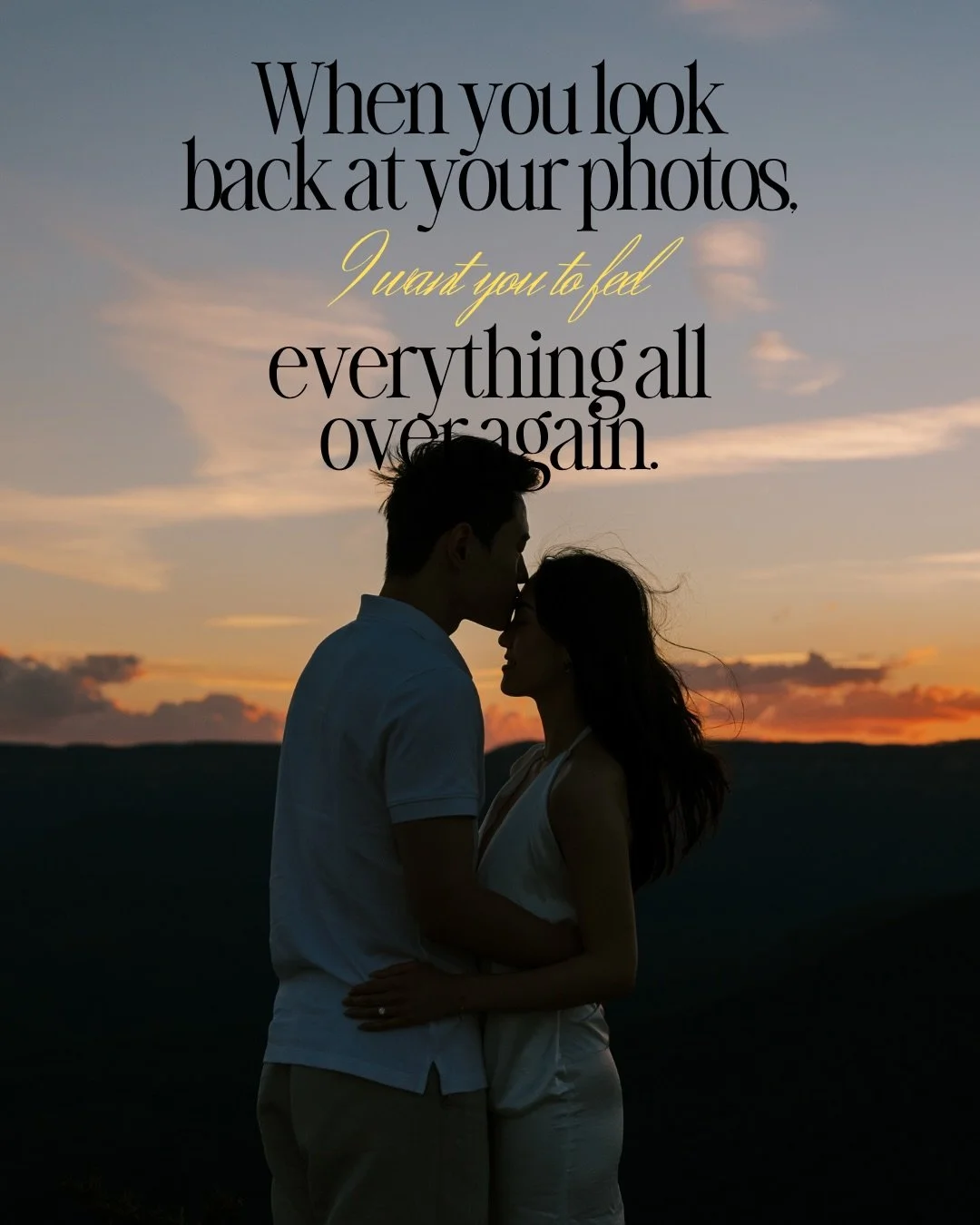 Chasing the light in the Blue Mountains. 

We hiked out to this spot just as the sun began to dip, waiting for that perfect, soft glow to hit the valley. Just as the sky turned those deep shades of blue and orange, he dropped to one knee.

When you l