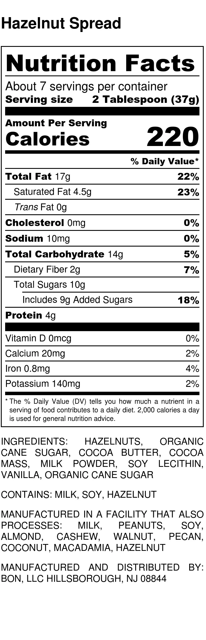 bon Nut Butters & SweetsHazelnut Spread SmallBatch Nut Butters
