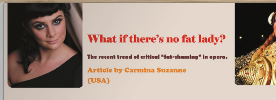 Article on Fat-Shaming in Opera is out