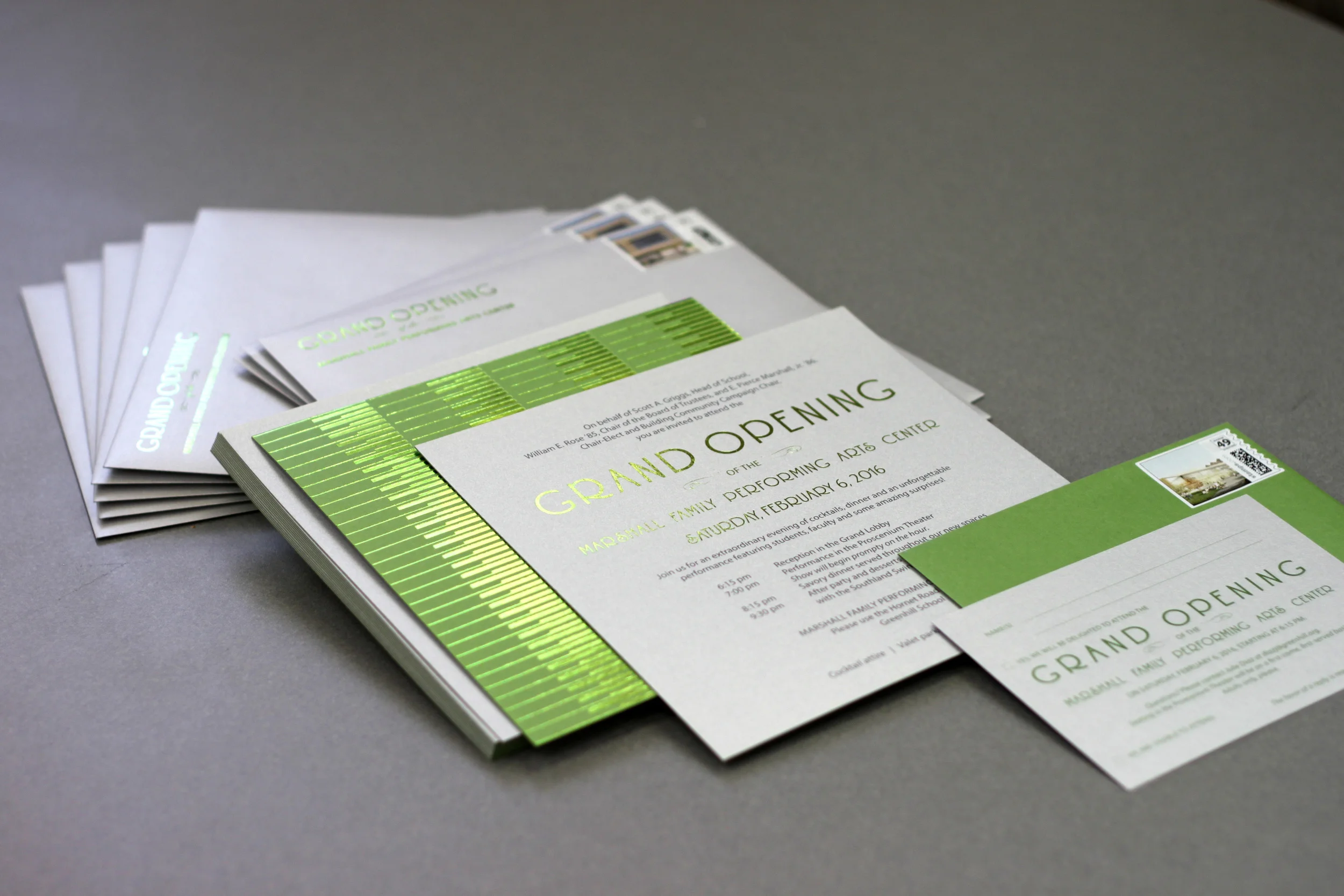 Five Piece Invitation with foil accent on reverse