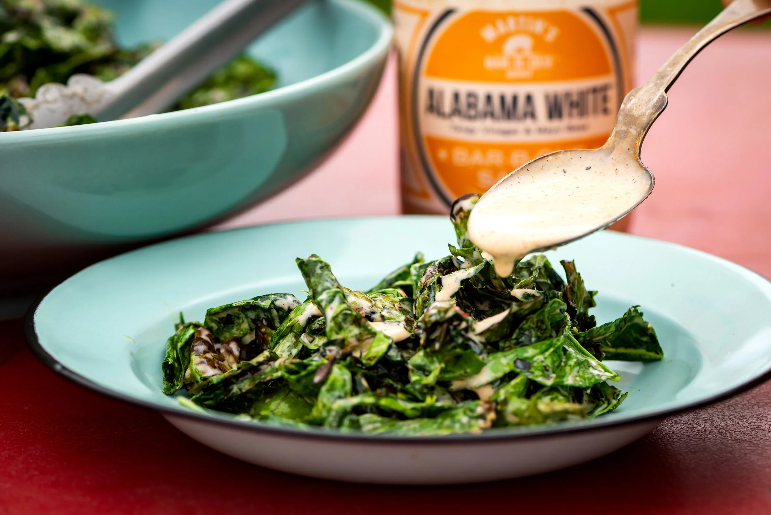 Charred Collard Greens and Alabama White Sauce