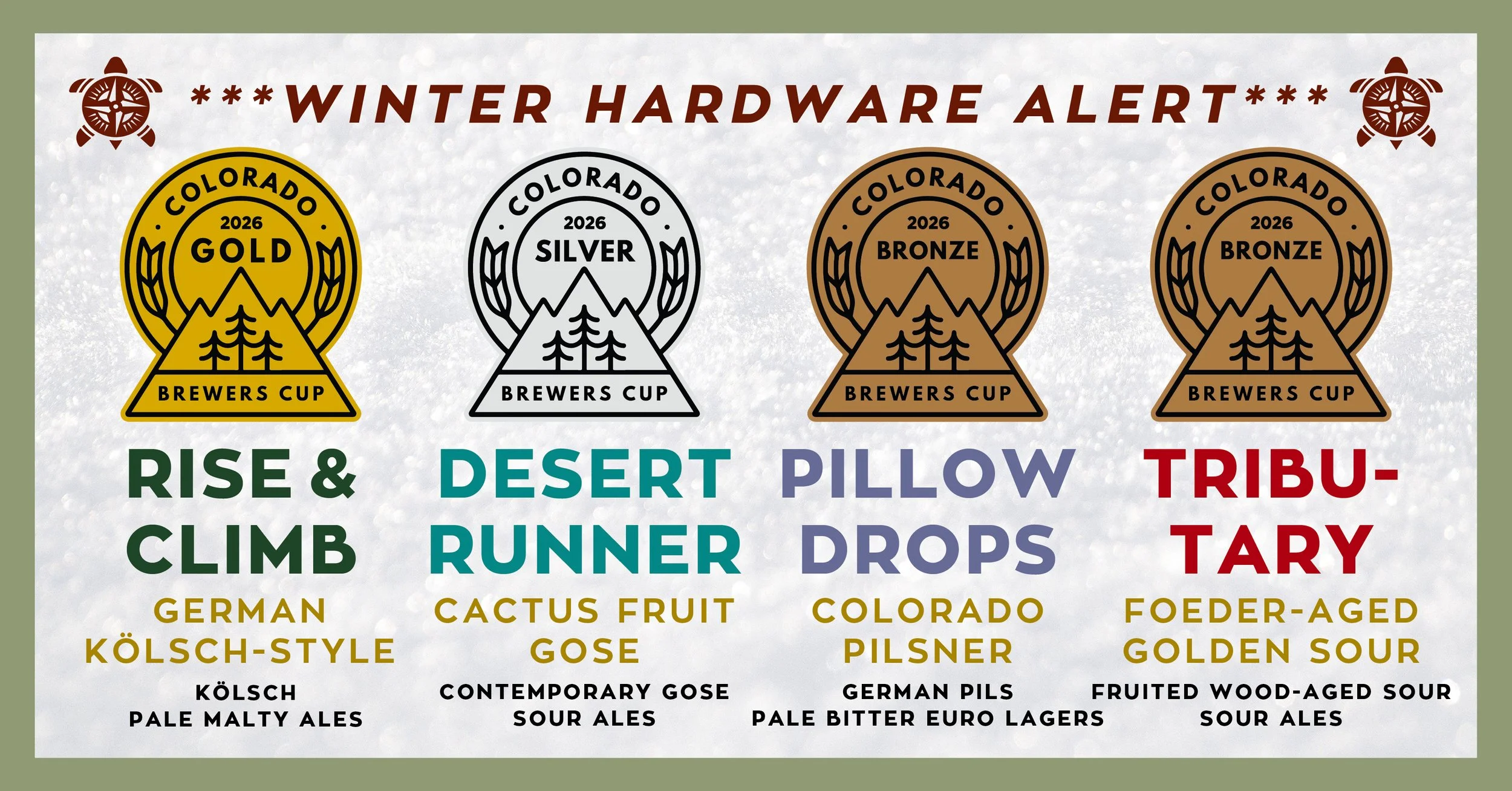 Gold medal, Silver Medal, Bronze Medal, Colorado Brewers Cup, Award, Kolsch, Sour, Pilsner