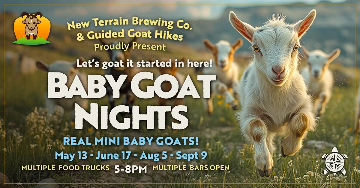 Baby Goat Nights at New Terrain Brewing, May 13, June 17, August 5, September 9, 2026
