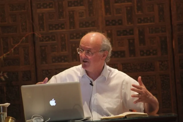 Professor Alexis Sanderson of Oxford lecturing at The Movement Center in August 2014.