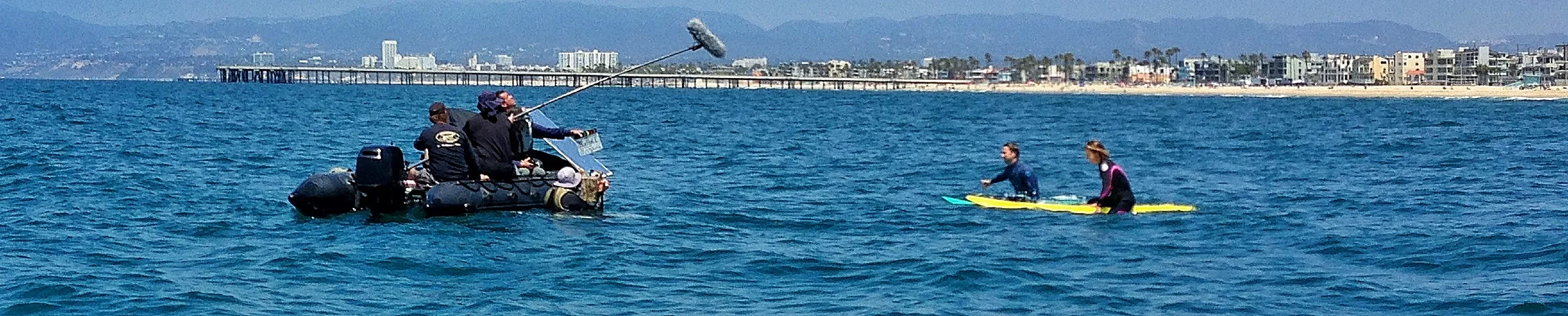 Luke Wilson and Helen Hunt along with the crew on the set of RIDE off the coast of Marina Del Rey in Los Angeles.