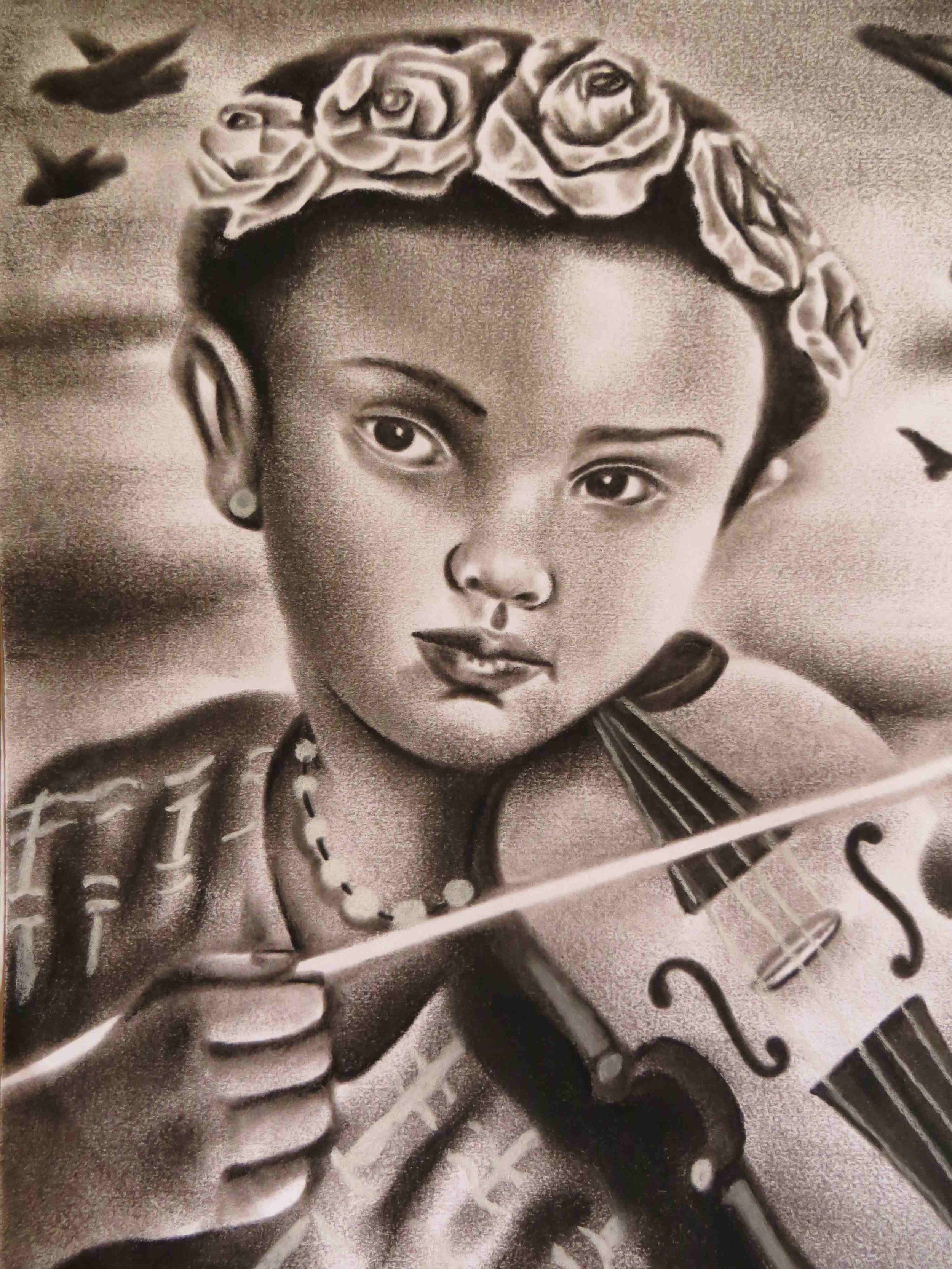 Child playing Violin by Victor Garcia