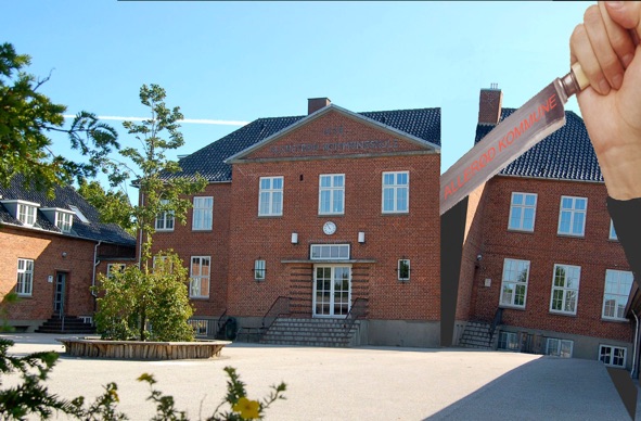 “Det er ikke sparekniven der er fremme, men slagterkniven” siger Erling Petersen. Fotomanipulation: AOB