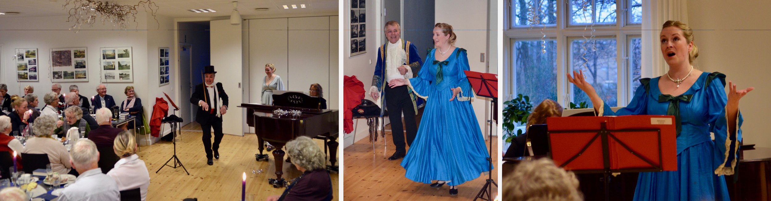 Der var flot underholdning fra Helikon, hvor Erling Dybkær og Maria Schou Petersen sang og optrådte akkompagneret af Teresa Stathakis ved flyglet. Foto: AOB