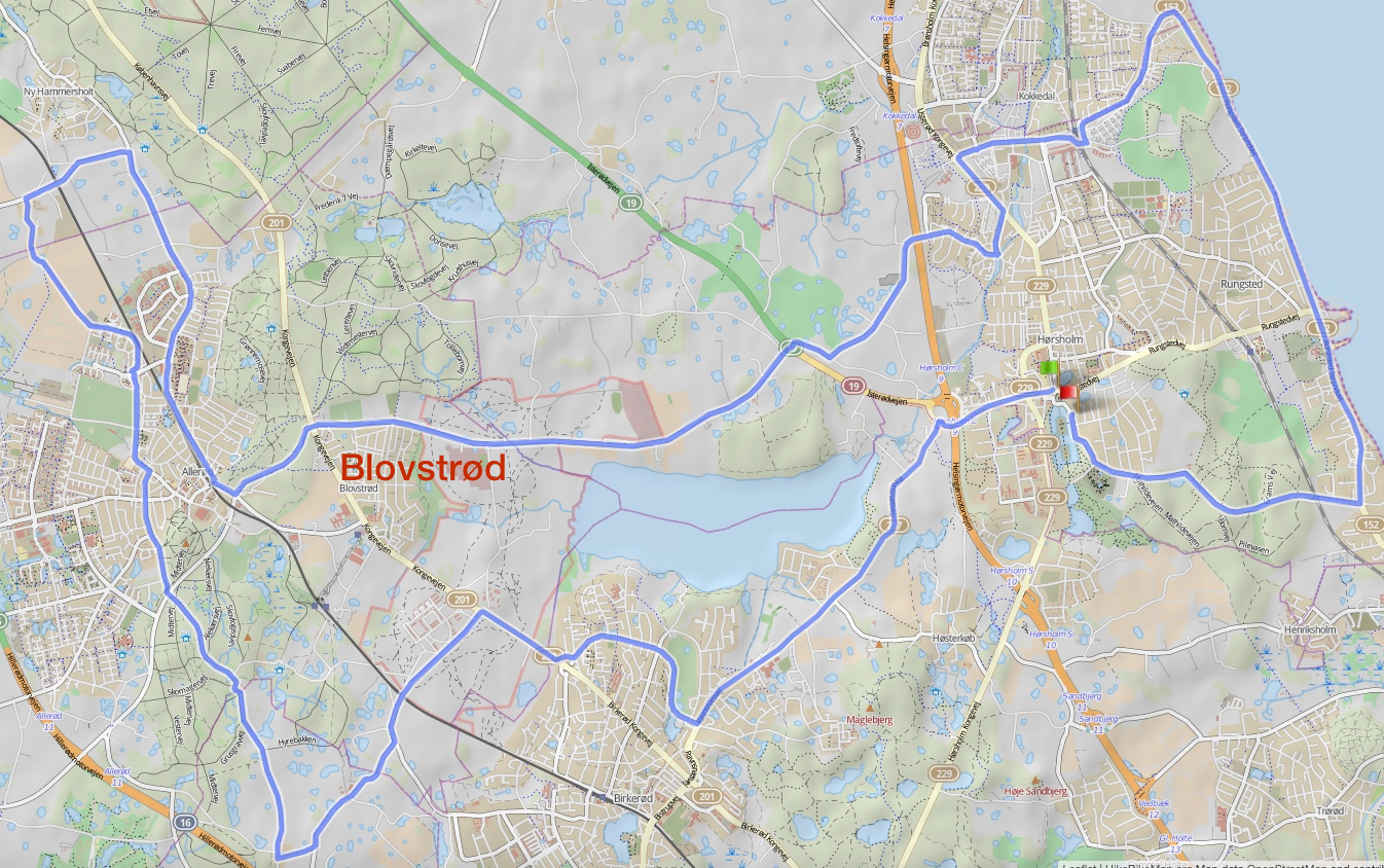 Denne rute er på 50 km og passerer Blovstrød på Sandholmgårdsvej.