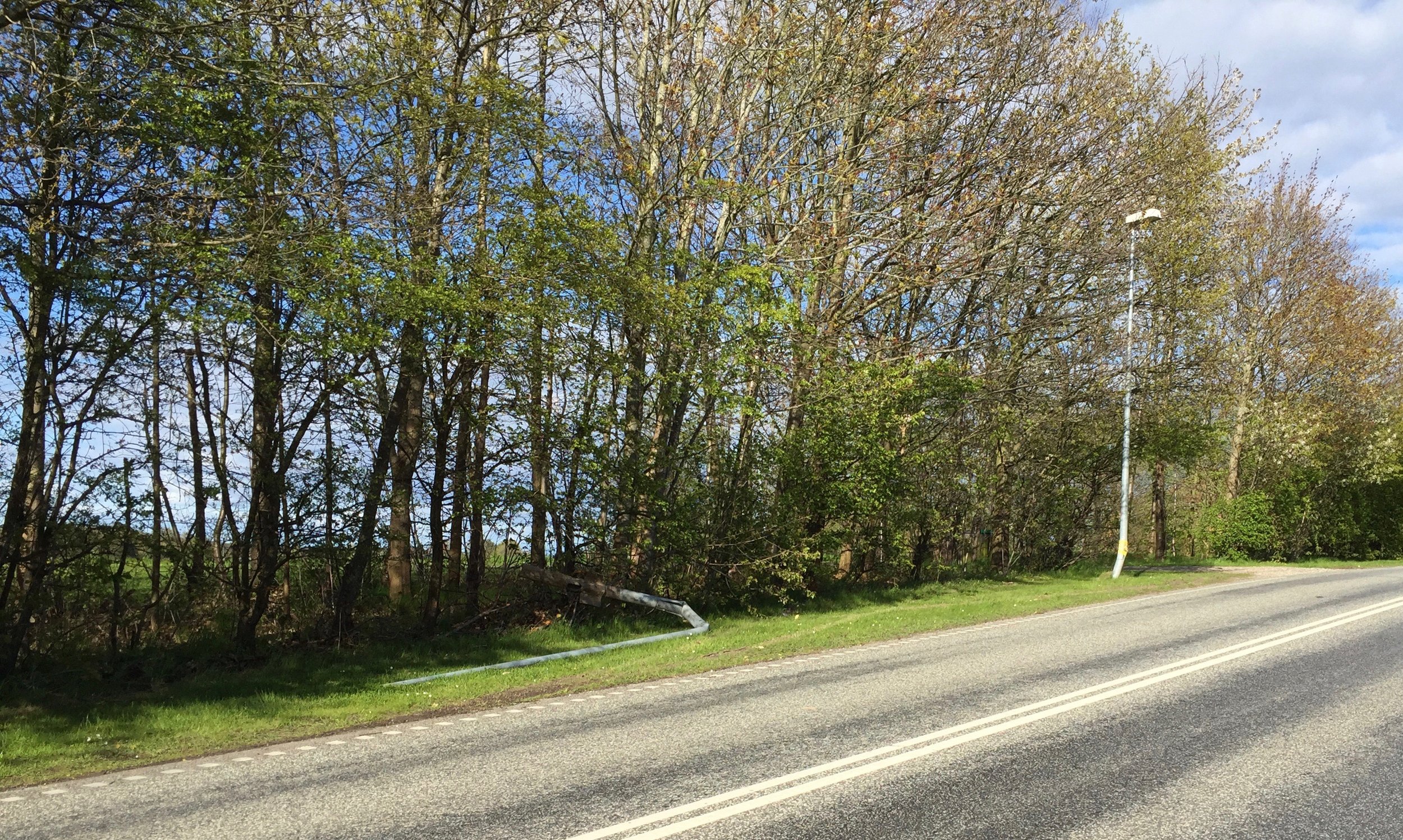 Der var to lygtepæle - ud for XL-byg - der blev torpederet af en bilist. Foto: AOB