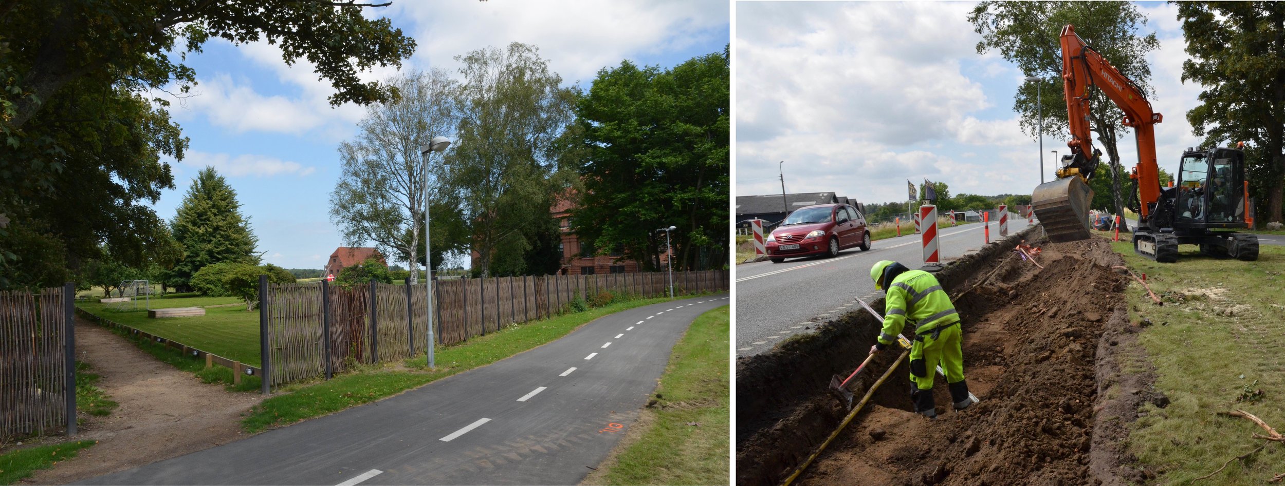 Bagvejen til skolen som fremover vil blive brugt flittigt. På nordsiden af Sortemosevej graves der ud til vejudvidelsen - ikke til en bus-lomme. Fotos: AOB