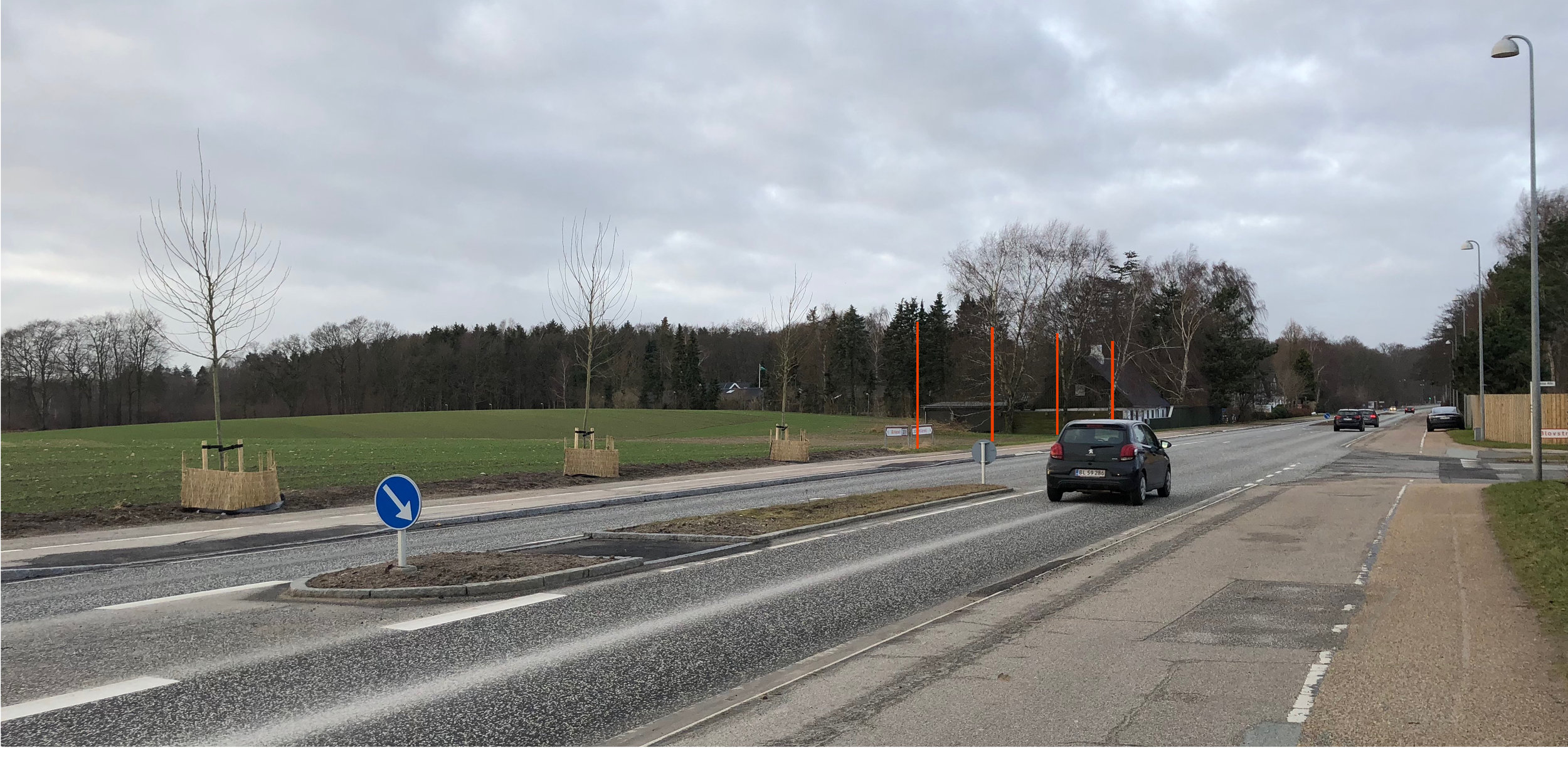 Som det ses på fotoet, mangler der fire platantræer, for at gøre rækken helt færdig - mon der ikke er råd til det? Foto: AOB