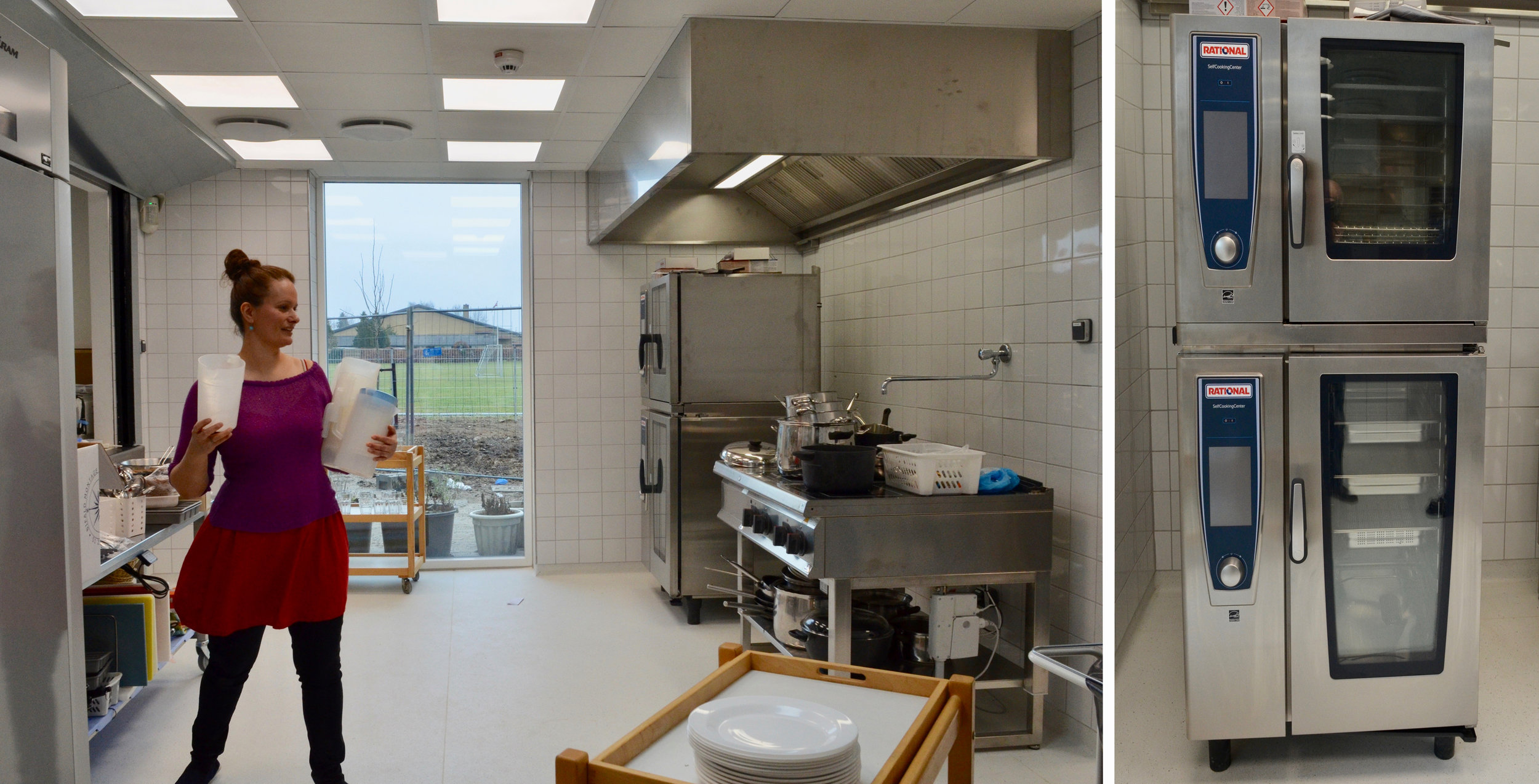 Køkkenet, som er placeret i stueetagen, er helt moderne indrettet med to superovne, som kan alt - lige fra at koge, stege, bage og grille. Køkkenet skal levere mad til alle, og maden indtages i de enkelte afdelinger. Foto: AOB