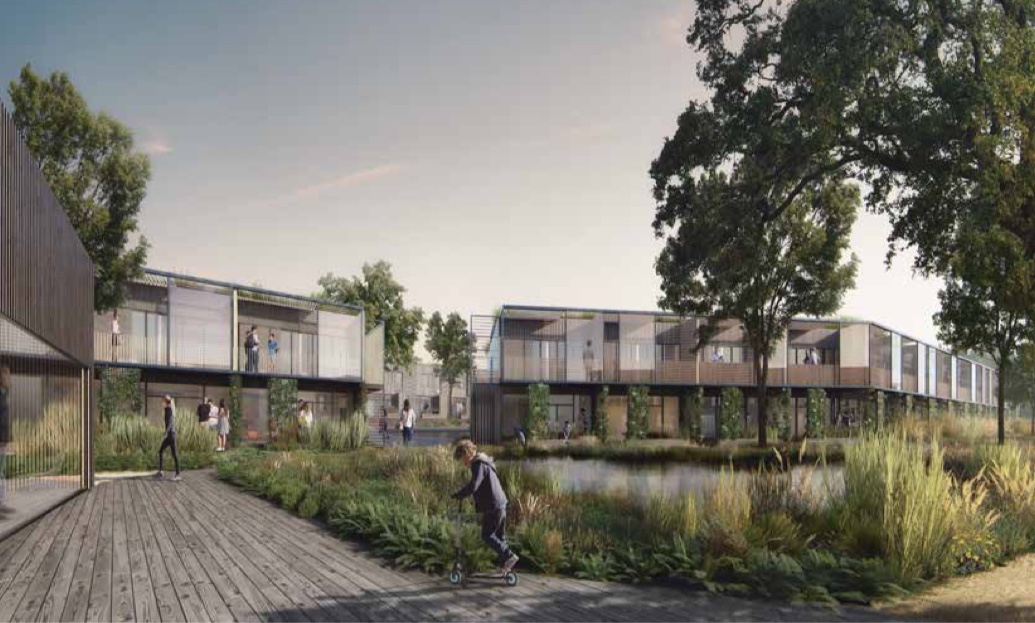 Sådan forestiller White arkitekter, at bebyggelsen vil tage sig ud, når det en gang står færdigt. Illustration: White arkitekter