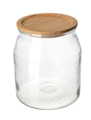 glass jar with wood lid