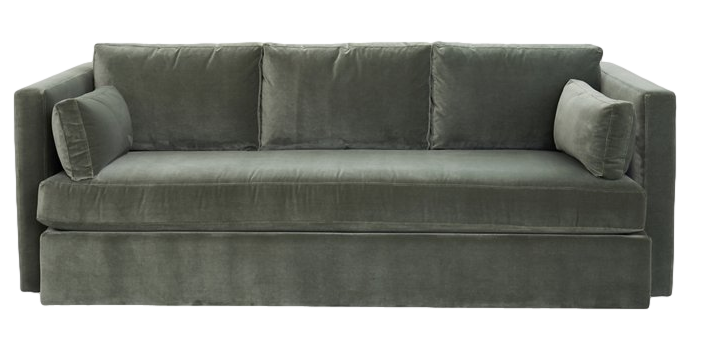 dusty green velvet sofa