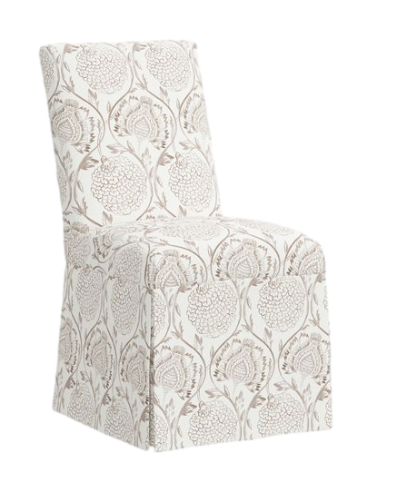 slipcovered floral pattern dining chair