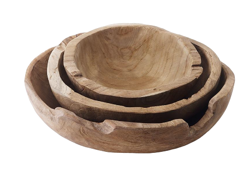 round hand-carved reclaimed wood bowls