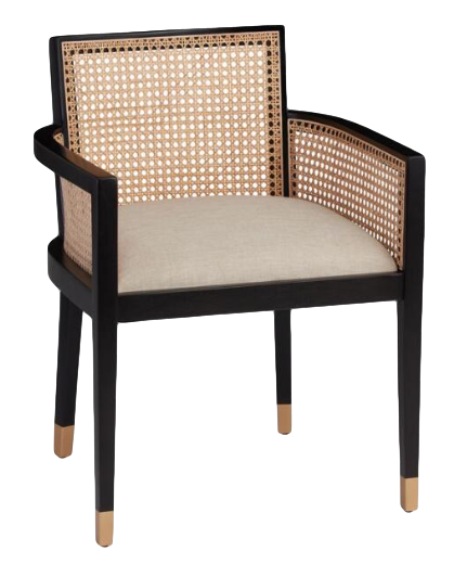 black wood with caned back dining chair