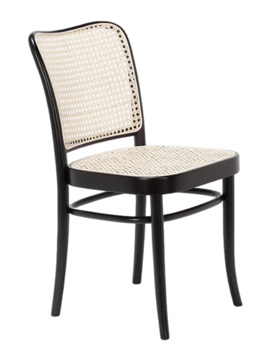 black wood with natural cane dining chair
