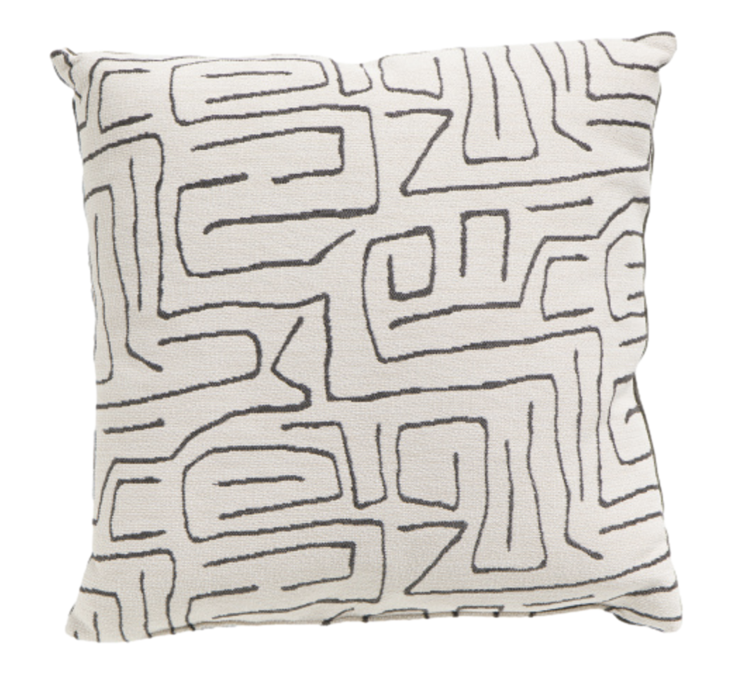 Woven Maze Pattern 22x22 Black and White Pillow