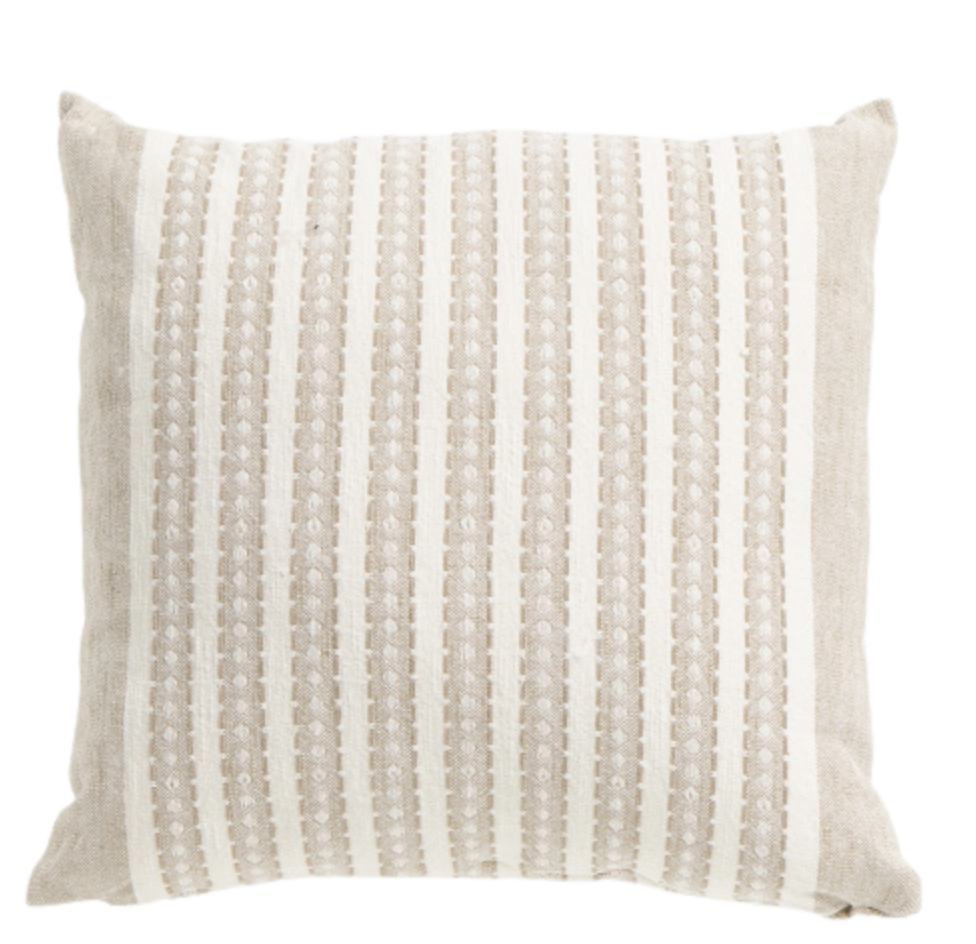 Textured Stripe 22x22 Taupe Neutral Throw Pillow