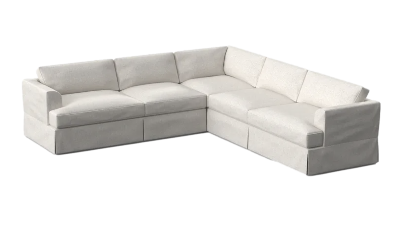 Slipcovered White Sectional Sofa with Down Cusions