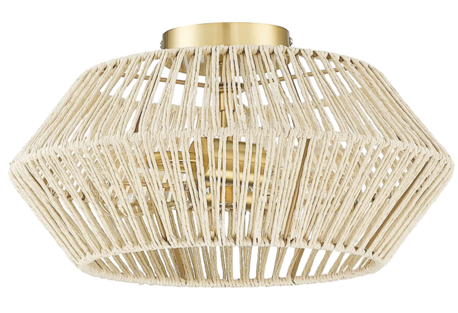Woven Rattan Textured Semi Flush Mount Ceiling Light Fixture